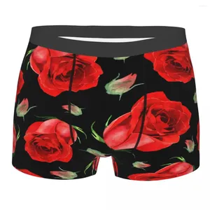 Sous-vêtements Hommes Boxer Sexy Sous-vêtements Rouge Rose Fleurs Mâle Culotte Poche Pantalon Court