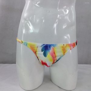 Slip Homme String Bikini Stripe Jersy Nylon Spandex G3774 Taille Étroite Imprimé Beige Ground