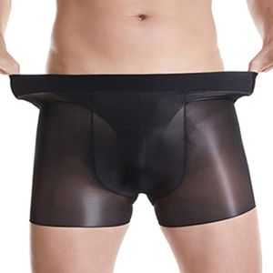 Calzoncillos bóxer aceitosos para hombre, ropa interior Sexy, bragas sin costuras para hombre, Boxershort transparente, bragas invisibles