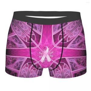 Calzoncillos bóxer personalizados con cinta rosa para el cáncer de mama para hombre, ropa interior transpirable con estampado 3D para hombre, bragas, calzoncillos