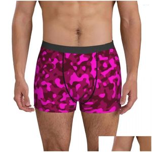 Calzoncillos Pink Camuflage Underwear Color Pouch Trenky BoxerShorts Impresión Shrips Breve Stretch Mens Big Tize Drop de entrega Dh2x4