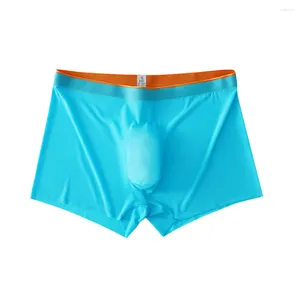 Sous-pants Sexy Men Sheer Ice Silk Bulge Pouche Low Rise Underwear Stretch Souffle Homme Homme Ultra Thin Boxer Briefs