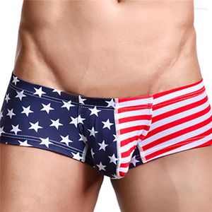 Sous-pants Sexy Men Stranges Underwear Boxers American Flag Print Print Men's Boxer Short Bulge Souch Gay