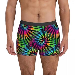 Calzoncillos Tie Dye Pinwheels Ropa interior Impresión colorida Sexy Impresión suave Pantalones cortos Calzoncillos para hombre Bolsa 3D Boxer de gran tamaño