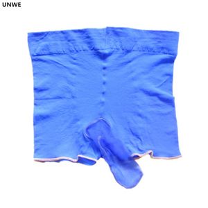 Slip UNWE Perspective Chaussettes Soie Boxer Sous-Vêtements Éléphant Nez Gay Homme Sexy Culotte À Manches Longues Pénis Boxershort Vêtements Érotiques