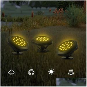 Lumières sous-marines LED Lampe à énergie solaire Ip68 Projecteur sous-marin étanche Lumière extérieure RVB Couleur changeante Disque Pelouse Drop Livraison Dhkhs