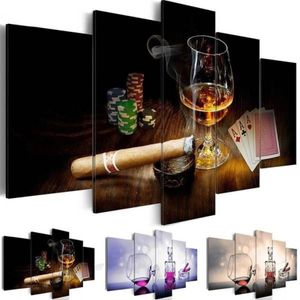 Cuadro de cigarrillo y whisky sin marco, lienzo impreso, pintura al óleo, cuadros de pared para pinturas para el salón, decoración de Bar, 265m