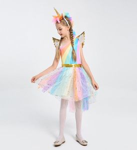 Unicorn Girls Tutu Dress Rainbow Pony Cosplay Costume for Kids Birthday Party Dress Girl Halloween Costume Unique Girl4239371