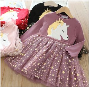 Robe de princesse Unicorn 2023 Automne Toddler Kids Dress Girls Children Birthday Party Halloween Christmas Costume 3 à 7 Y 240423