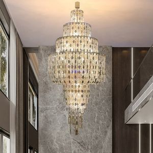 Lámparas de araña de cristal de diseño único, lámpara LED, lámpara moderna americana, lámpara colgante europea de lujo, luz colgante grande y larga, iluminación interior para el hogar