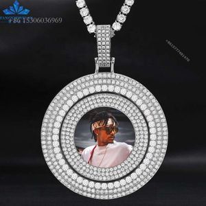 Collier avec image au Design Unique, bijoux ronds en Moissanite, pendentif à breloque en forme de mémoire S Sier pour hommes et femmes
