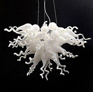 Lámpara de araña de cristal soplado hecha a mano única, lámparas colgantes blancas modernas, diseño de Italia, iluminación LED colgante de cristal barata para decoración del hogar