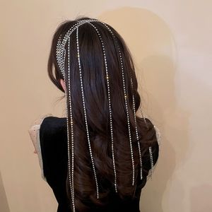 Diademas únicas Accesorios de boda de plata Tocados de cristal Broche para el cabello Borlas