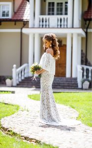 Robes de mariée bohème de pays de dentelle unique 2019 Illusion Beach Boho robes de mariée Vestidos De Novia, plus la taille robes de mariée hors épaule