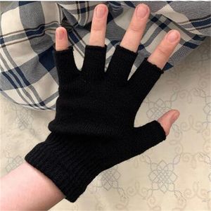 Unisexe Black Half doigt Gants sans doigts pour les femmes et les hommes en tricot en laine Coton Winter Work Gantsgccc1568