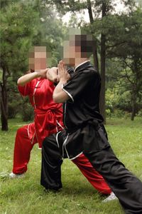 Unisexe Black / Red Kidsadults Arts martiaux Vêtements Kung Fu Costumes à manches courtes Uniforms Tai Chi Vêtements