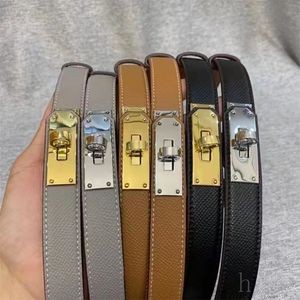 Cinturón de diseñador unisex para hombre, cinturones de cuero chapados en oro, hebilla ceinture delgada, tamaño ajustable, moderno, gris, negro, marrón, cinturones para mujer, diseñador, color sólido YD013 Q2