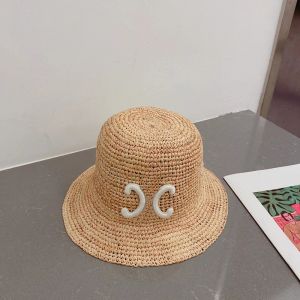 Unisex Designer Bucket Women S Straw H Woven Cap Mens de verano Beach Big Brim Hats Buckets Sol Cyg24031502-6 Dad Ajustable Sol H