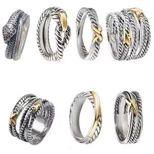 Unisex Fashion Dy Men Ring Anillo de diseñador para hombres Joyas de diseñador de mujeres Silver Vintage X Rings Dy Rings Mens Luxury Jewelry Boy Regalo
