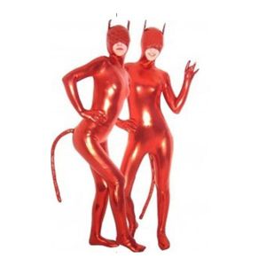Unisexe Drôle animal rouge Brillant métallique Catsuit Costumes lycar Spandex Zentai Body Party club scène costumes bouche ouverte et norse