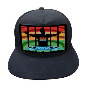 Unisexe Light Up Sound Activated Baseball Cap DJ LED Clignotant Chapeau Avec Écran Détachable Pour Party Cosplay Mascarade 220527