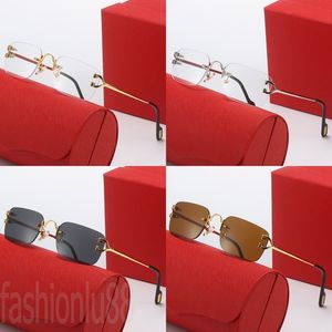 Gafas de sol de lujo unisex diseñador hombres gafas c rectángulo de verano anteojos retro distintivas chapadas en oro sin montura gafas de sol damas de gama alta PJ039 B23