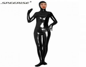 Unisex Lycra Spandex brillante cara metálica abierta Zentai traje segunda piel apretado cuerpo completo Nylon Catsuit hombres Zentai Unitard Costume9455614