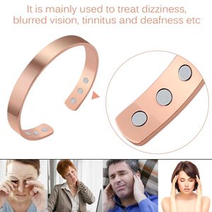 Unisex magnético cobre puro energía magnética cuidado saludable pulseras brazalete joyería saludable Fitness Color dorado hombres mujeres brazalete Q0719