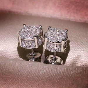 Pendientes unisex para hombres y mujeres, pendientes chapados en oro blanco amarillo con circonita cúbica brillante, pendientes de diamantes de imitación para hombres y mujeres, regalo perfecto