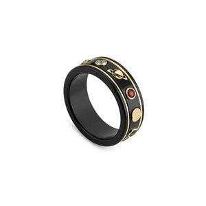 Anillo unisex para hombre, mujer, anillos de abeja, regalo de joyería de diseñador, anillo de cerámica blanco y negro, accesorios de moda