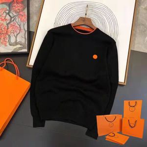 Suéteres unisex de lana con letras de Budge, sudaderas de moda, prendas de punto de manga larga, prendas de vestir, Tops cálidos, suéter de hombre naranja