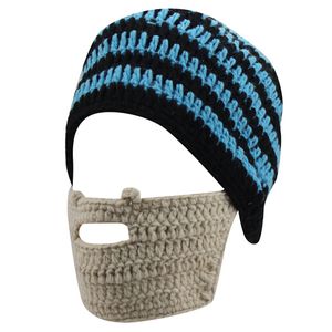 Unisex para mujer para hombre de ganchillo divertida de Halloween de punto falso de la barba incipiente de esquí snowboard desmontable mascarillas Beanie viento máscara de Guardia