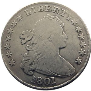 Monedas de Estados Unidos 1801 busto drapeado latón plateado dólar letra borde copia Coin314q