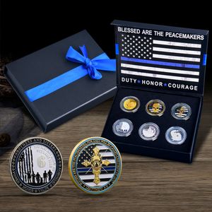 Boîte-cadeau de pièce de monnaie de défi d'officiers d'application de loi des États-Unis avec 6 pièces de monnaie de police