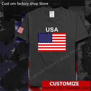 United States of America USA T-shirt US T-shirt gratuit Custom Jersey Nom numéro 100 Cotton High Street Fashion Loose T-shirts 220620