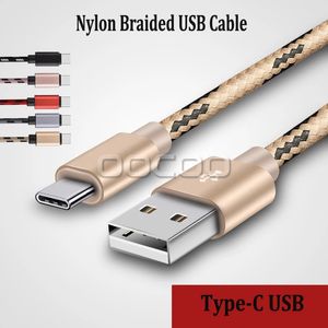 Câbles USB universels de Charge rapide en Nylon tressé de Type C de 0.2M 1M 2M 3M, vente en gros d'usine de téléphone portable, câble de données de chargeur Micro V8 pour LG Moto XiaoMi