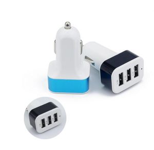 Universal 12V 3 dual USB Port Travel Car Charger Adapter para iPhone Samsung Smart Mobile Phone con caja al por menor