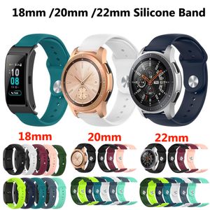 Bande de montre de silicone de silicone universelle de 18mm 20mm de 22mm pour Samsung Galaxy Watch 42mm 46mm Active2 40mm 44mm Gear S2 S3 Band Bracelet Xiaomi Huawei GT2 Garmin