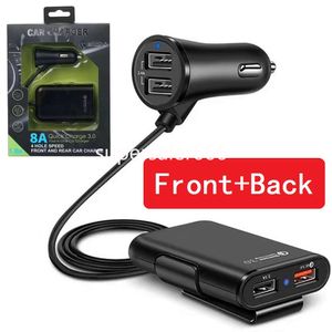 Chargeur de voiture universel 4 ports USB siège avant siège arrière QC3.0 adaptateur USB de charge rapide pour Iphone 13 14 15 Samsung S22 S23 Xiaomi Huawei F1 avec boîte