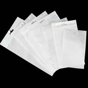 Universal Clear White Pearl Plastic Poly Sacs OPP Emballage Zipper Lock Package Accessoires PVC Retail Boxes Trou de main pour USB iPhone Samsung