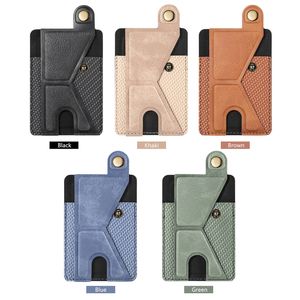 Universal Leather Stick On Wallet Cash ID Estuches para tarjetas de crédito para Samung Iphone LG Huawei Back Phone Cards Slot 3M Sticker Car Magnetic Kickstand Mobile Skin