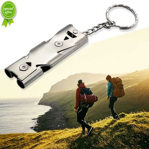 Sifflets de survie en plein air universels porte-clés Portable en alliage d'aluminium double tube sifflet d'urgence SOS sifflet outils