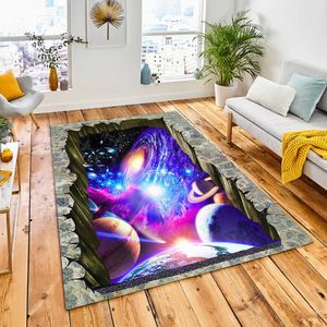 Universe Star Sky Alfombras 3D para sala de estar Dormitorio Alfombras Espacio Planeta impresa Alfombra Juego infantil Alfombra Mesa de centro Esteras 210626