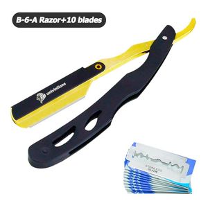 Univinlions Rasoir Manuel Bord Droit En Acier Inoxydable Sharp Barber Rasoir Pliant Couteau Rasage Barbe Épilation Outils + 1 Pc Lame