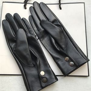 Gants en cuir véritable sans doublure pour hommes et femmes, gants en peau de mouton pure, bouton de poignet, noir, blanc, moyen et long, base LJ201215