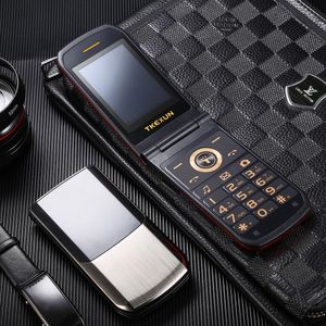 TKEXUN – téléphone portable à rabat extra fin débloqué, original, double carte SIM, torche en métal, écran d'écriture manuscrite, grande caméra clé, téléphone portable de luxe doré