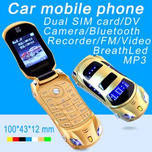 Débloqué le plus récent arrivage Super Mini téléphones modèle de clé de voiture étudiant Flip téléphone portable de luxe jouet pour enfants double carte Sim voitures de dessin animé forme téléphone portable