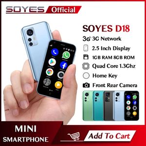 Débloqué SOYES D18 Mini téléphone intelligent Android 2,5 pouces écran avant caméra arrière double fente pour carte SIM TF 1000mAh 3G réseau Palm Smartphone