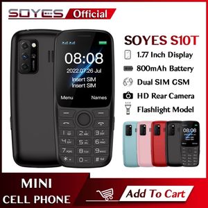 Desbloqueado SOYES S10T Classic Bar Phone GSM 2G Elder Cellphone Dual Sim Card 800mAh Batería 1.77 '' Pantalla Ultra Slim Mobile FM MP3 Torch
