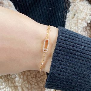 Pulsera tobillera de diseñador UNO para mujer con diamantes chapados en oro de 18 quilates, reproducciones oficiales de moda, no se desvanecerá, regalo exquisito 005